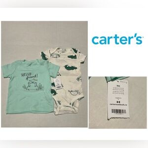 🆕CARTER’S - 9M - NWT - INFANT BOYS 2PC SAFARI ANIMAL ONESIE / TEE LOT